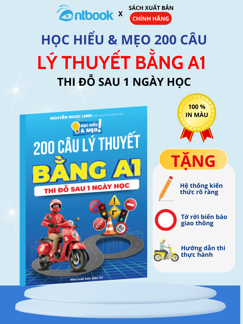 Sách Học hiểu và Mẹo 200 câu lý thuyết bằng A1 lái xe máy Sách Học hiểu và Mẹo 200 câu lý thuyết bằng A1 lái xe máy